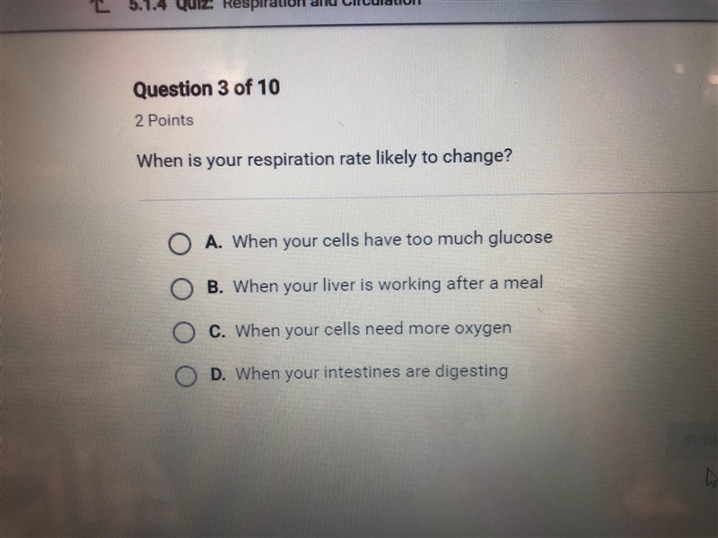 When is your respiratory rate likely to change-example-1