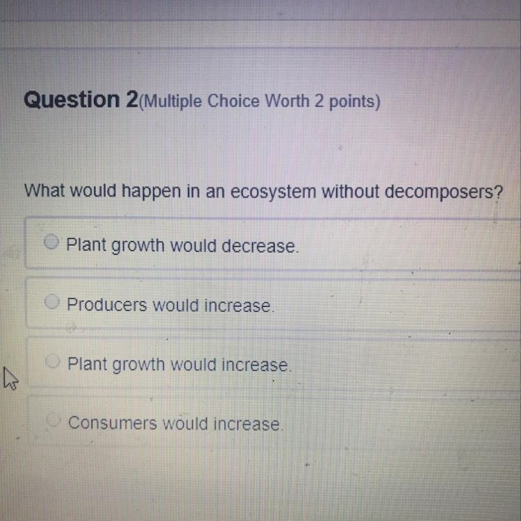 What would happen in an ecosystem without decomposers?-example-1