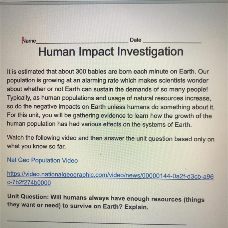 Human Impact Investigation-example-1