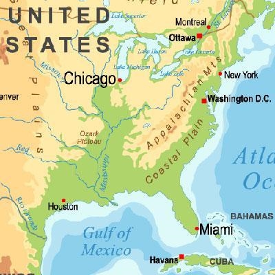 Jessica is traveling from Chicago, Illinois, to Miami, Florida. Using the map, tell-example-1