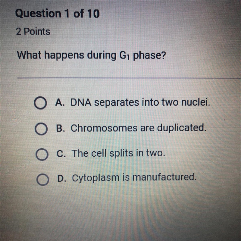 What happens during G1 phase-example-1