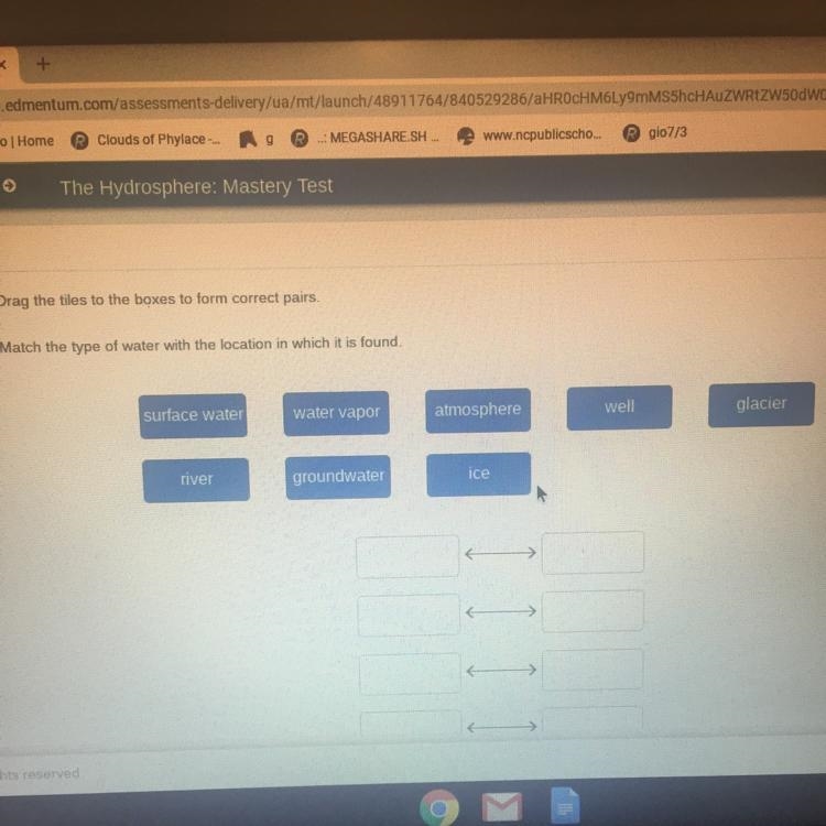 Match the type of water with the location in which it is found-example-1