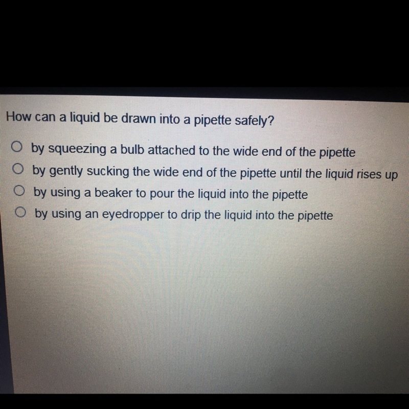 How can a liquid be drawn into a pipette safely?-example-1