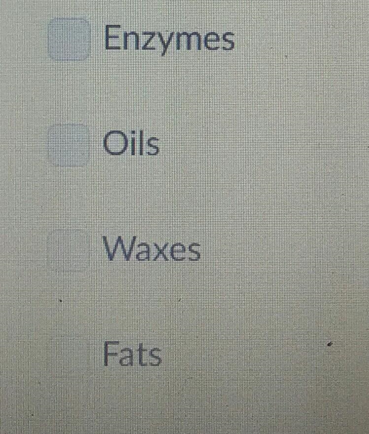 What are examples of lipids? Select All that apply-example-1