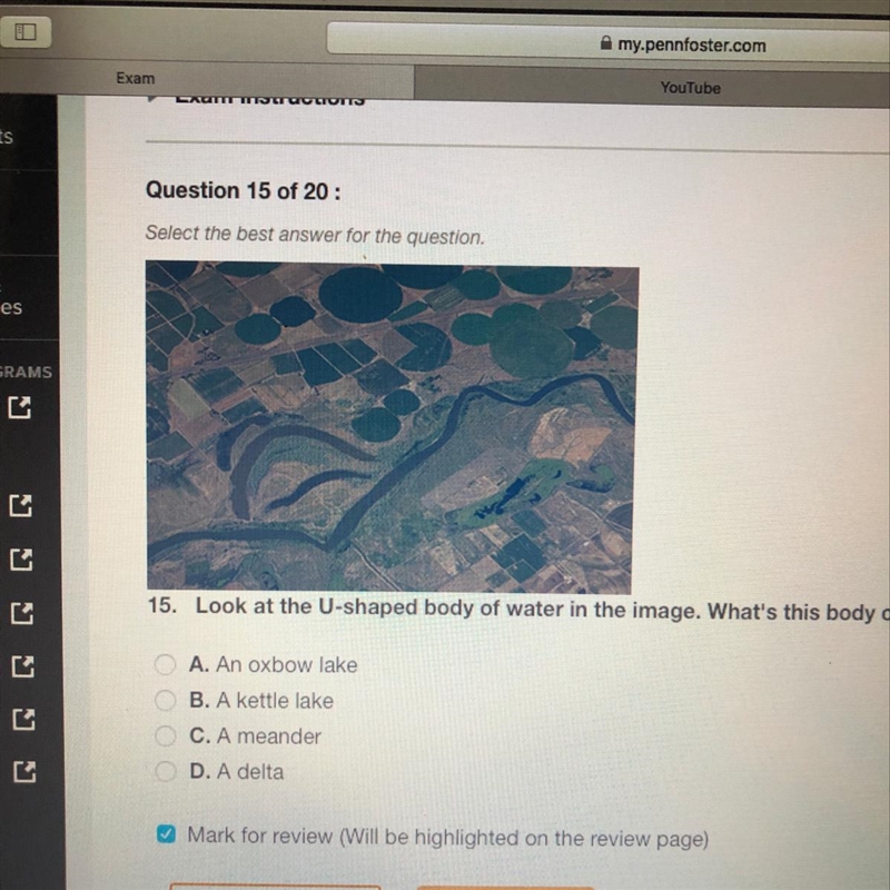 15. Look at the U-shaped body of water in the image. What's this body of water called-example-1