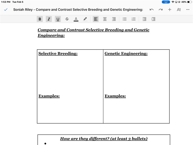 Compare and Contrast Selective Breeding and Genetic Engineering-example-1