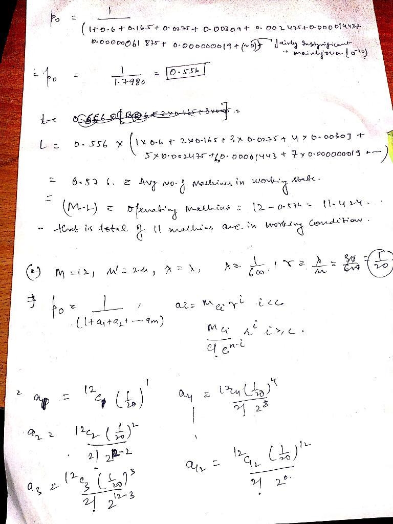 A manufacturing cell consists of 12 identical machines. At any given time, one or-example-2