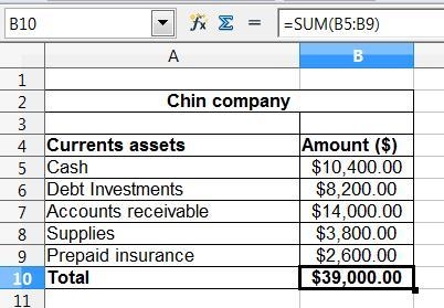 A list of financial statement items for Chin Company includes the following: accounts-example-1