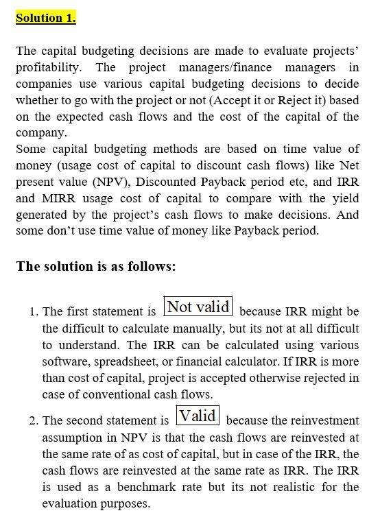 Companies often use several methods to evaluate the project's cash flows and each-example-2