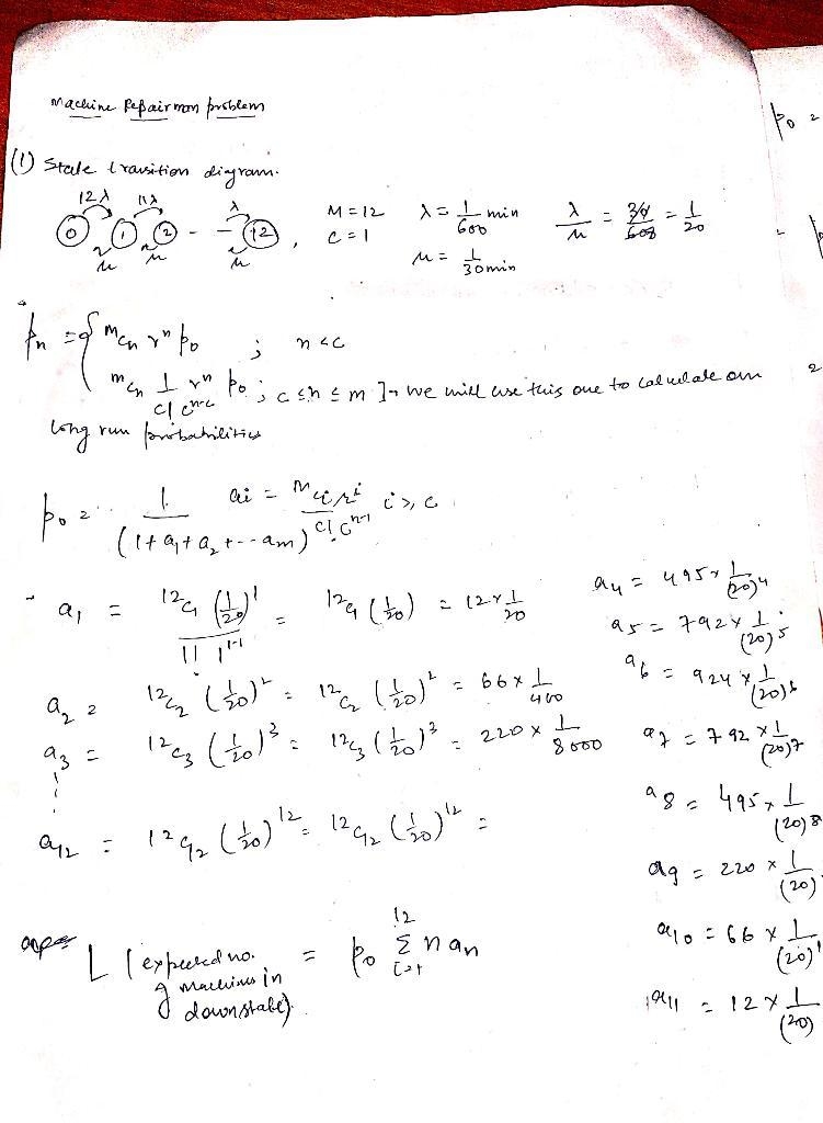 A manufacturing cell consists of 12 identical machines. At any given time, one or-example-1