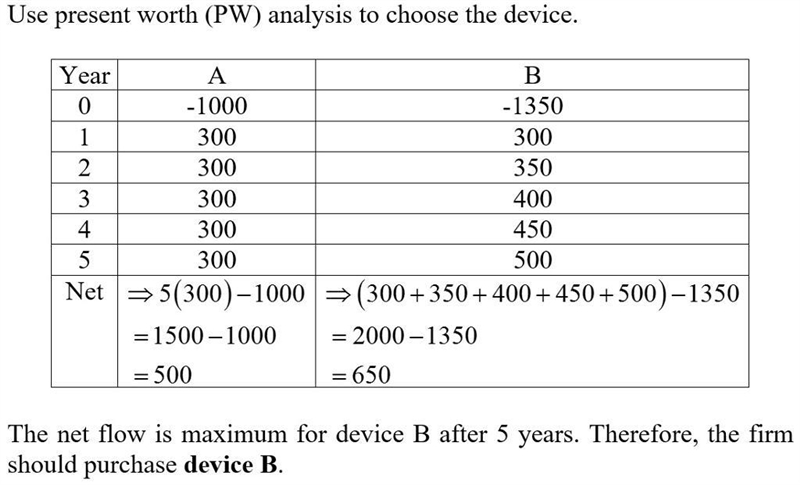 A firm is trying to decide which of two devices to install to reduce costs in a particular-example-1