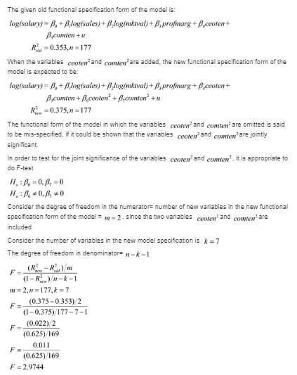 In Problem 11 in Chapter 4, the R-squared from estimating the model log(salary) = β0 + β1 log-example-1