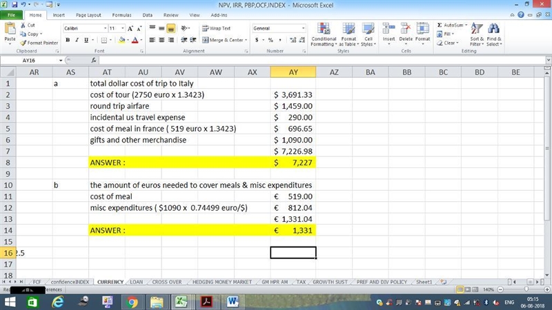 Exchange rates Personal Finance Problem Fred Nappa is planning to take a wine-tasting-example-1