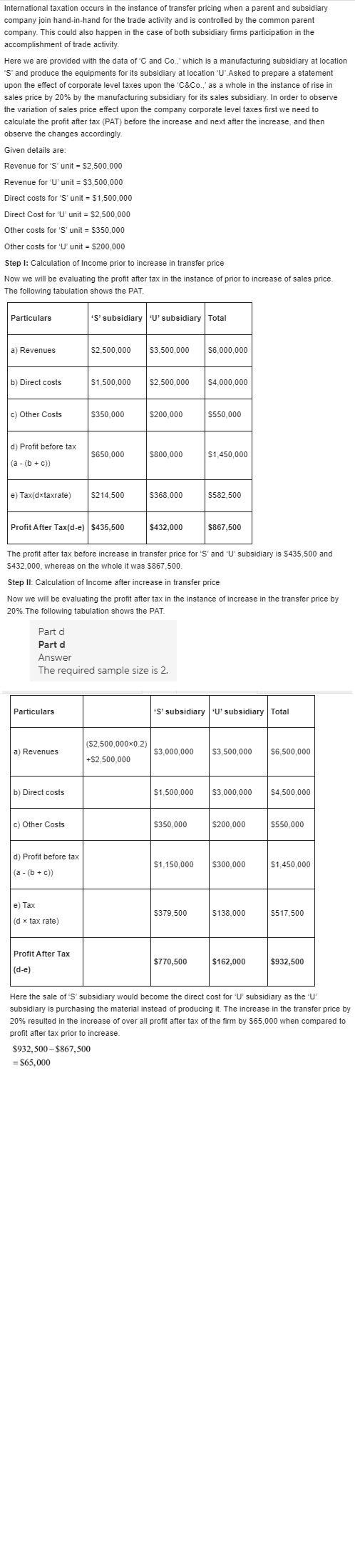 Transfer Pricing; International Taxation Crain Company has a manufacturing subsidiary-example-1