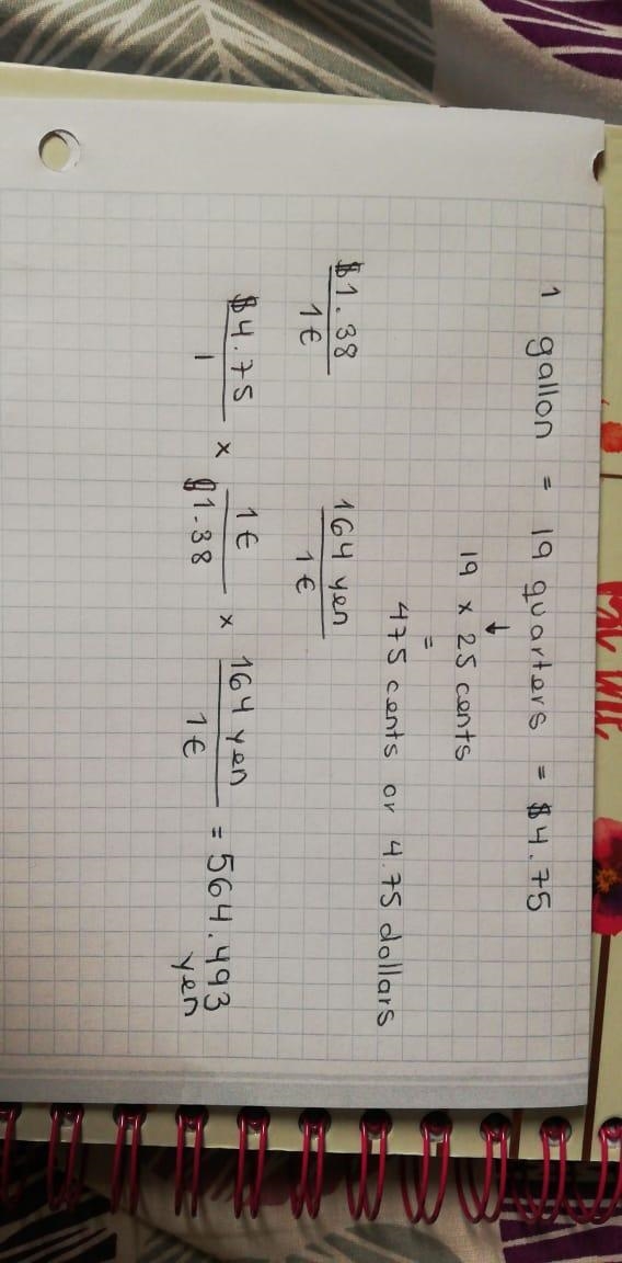 If one gallon of milk costs 19 US quarters, you can trade in one Euro for $1.38, and-example-1