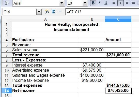 E1-7 Preparing an Income Statement [LO 1-2]Home Realty, Incorporated, has been operating-example-1