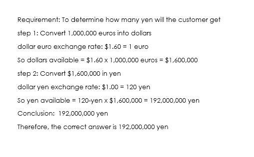 Suppose a bank customer with €1,000,000 wishes to trade out of euro and into Japanese-example-1