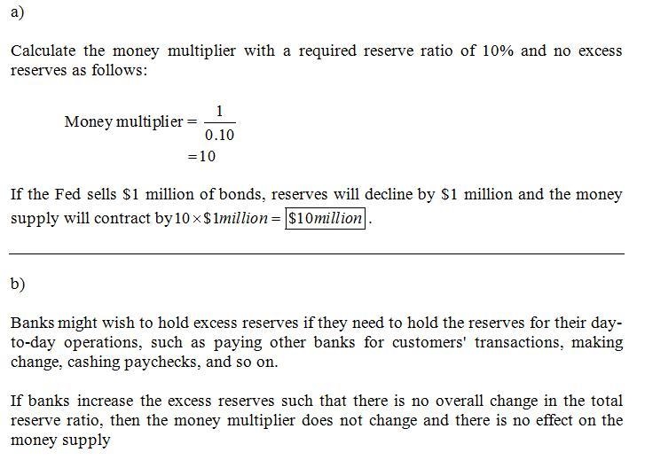 18. Open Market Operations and the Money Multiplier Suppose that the reserve requirement-example-1