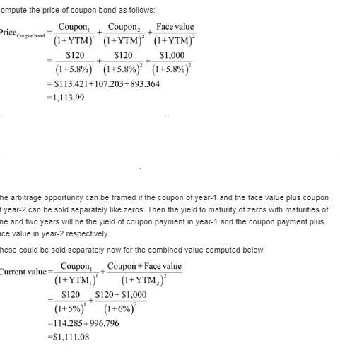 The yield to maturity (YTM) on 1-year zero-coupon bonds is 5% and the YTM on 2-year-example-2