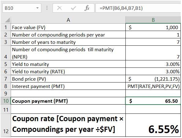 What is the coupon rate for a seven-year bond with yield to maturity of 3% and current-example-1