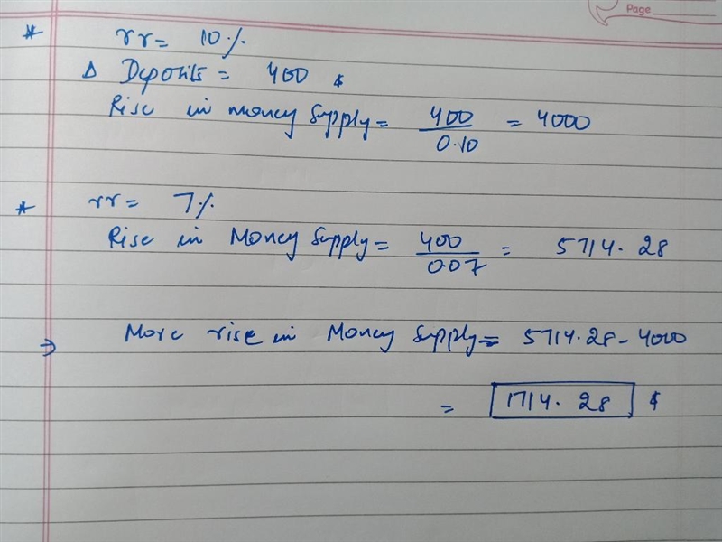 2. Using a required reserve ratio of 10% and assuming that banks keep no excess reserves-example-1