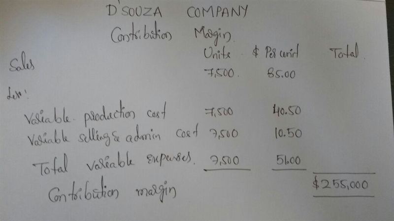 D’Souza Company sold 7,000 units of its product at a price of $86.00 per unit. Total-example-1