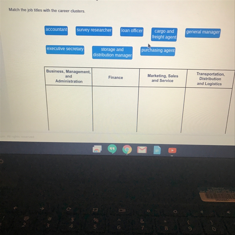 Match the job titles with the career clusters-example-1