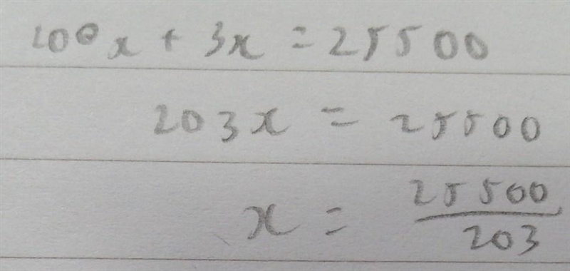 Solve 2x + 0.03x = 255​-example-1