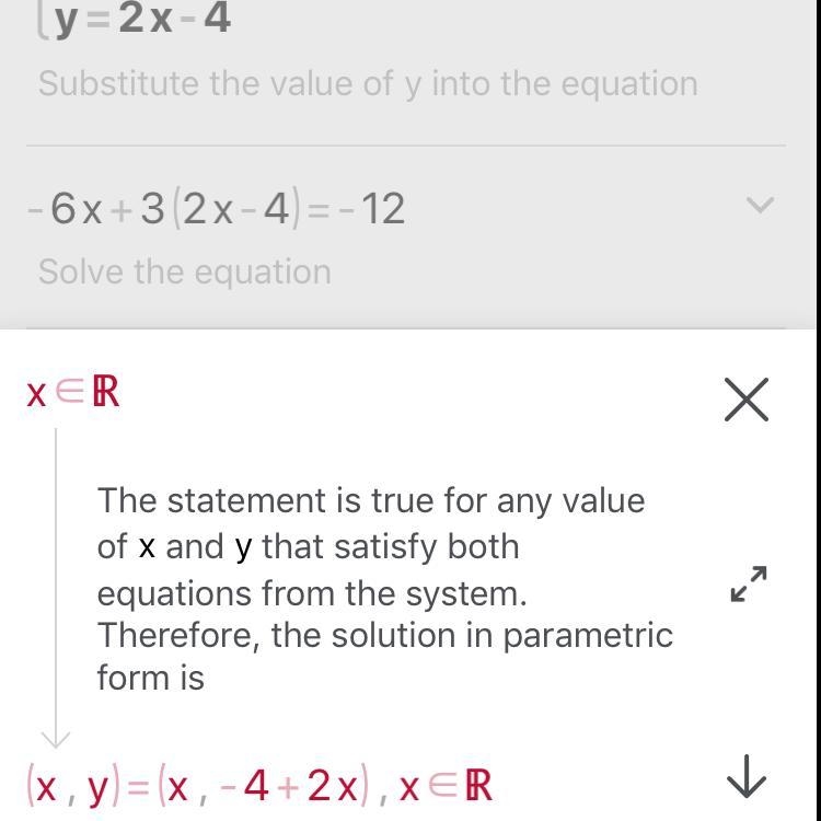 -6x + 3y = -12 y = 2x - 4​-example-1