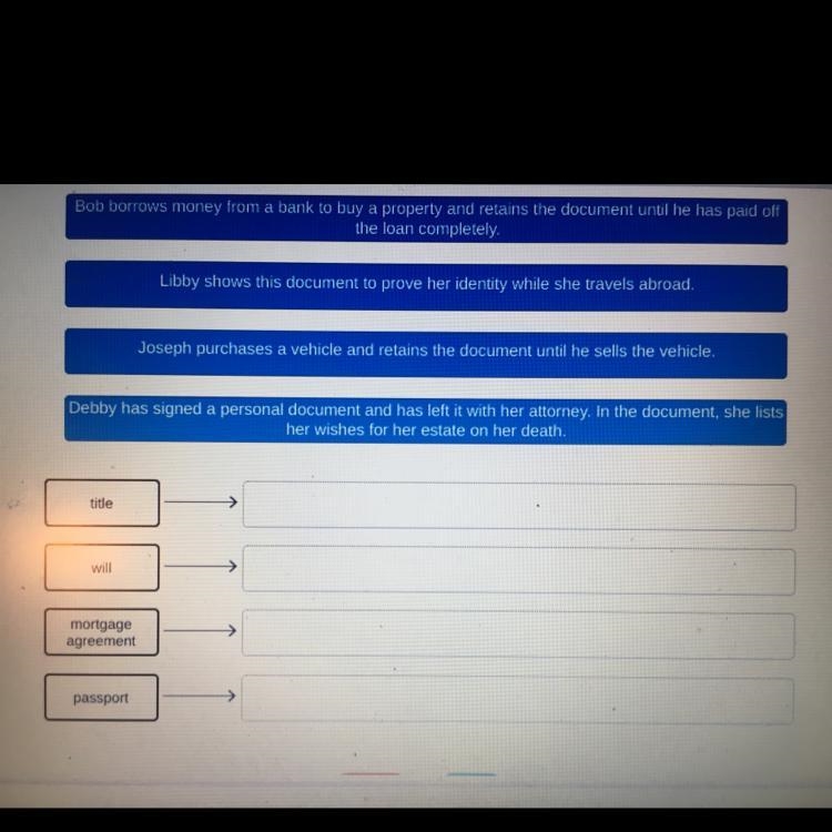 Match each situation with the contracts or documents that the individuals will sign-example-1