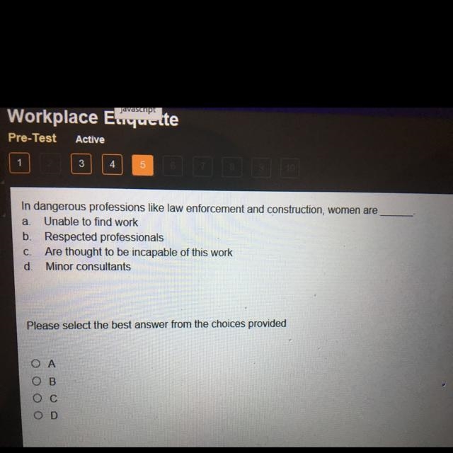 In dangerous professions like law enforcement and construction women are-example-1