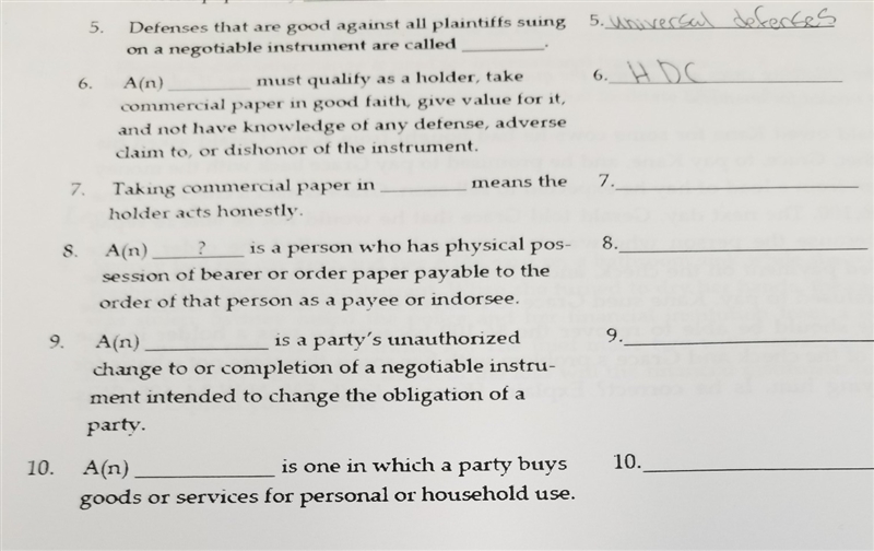 Taking commercial paper in___ means the holder acts honestly-example-1