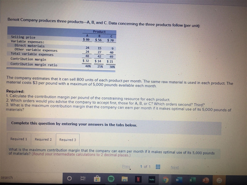 I need help with three finding maximum contribution margin-example-1