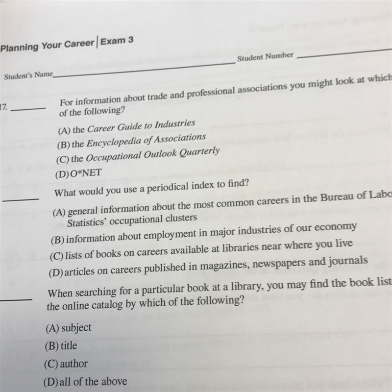 Planning your Career Questions.-example-1