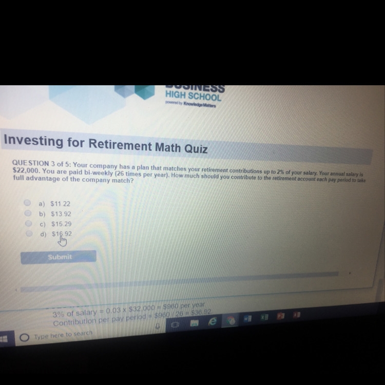 How much should you contribute to the retirement account each pay period to take full-example-1