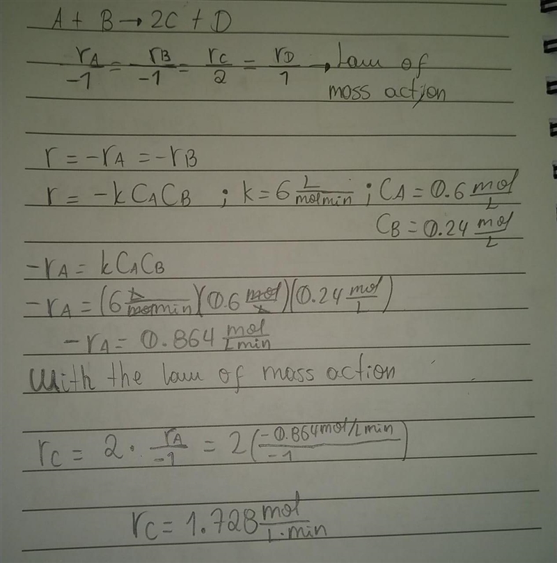 What is the instantaneous rate of formation of product C given the following information-example-1