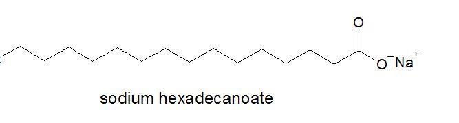 . The products of the reaction are glycerol and a crude soap. The chemical formula-example-1