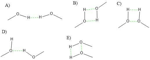 Several methanol (CH3OH) dimers are drawn below, and several proposed intermolecular-example-1