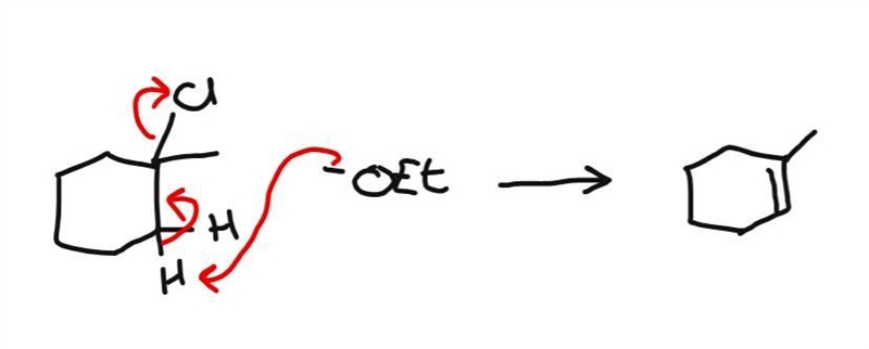 What product(s) are expected in the ethoxide-promoted β-elimination reaction of 1-chloro-example-1