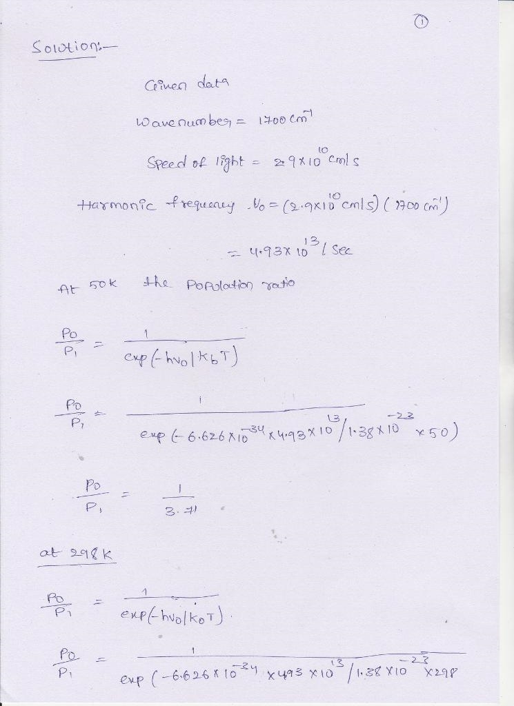 Use the partition function for a harmonic oscillator, q = 1 / (1- e^-hv/kBT) , to-example-1