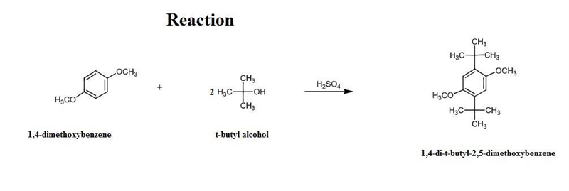 4.2 g of 1,4-di-t-butyl-2,5-dimethoxybenzene (250.37 g/mol) were synthesized by reacting-example-1