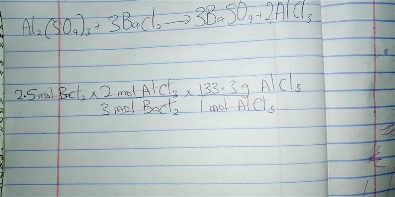 What is the maximum mass in grams of aluminum chloride that could be obtained from-example-1