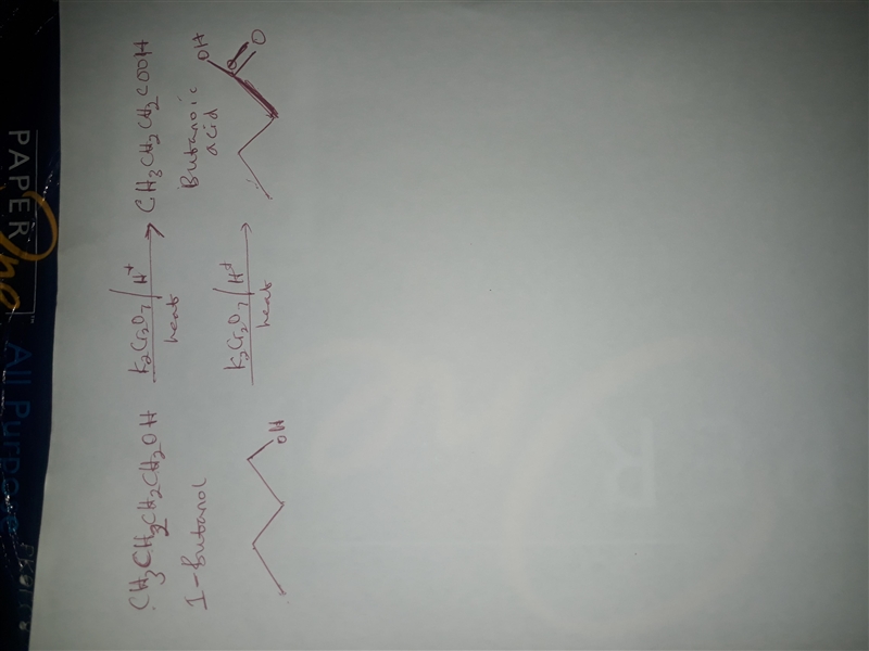 onsider the reaction of 1-butanol with K2Cr2O7, H2SO4, heat. Draw only the organic-example-1