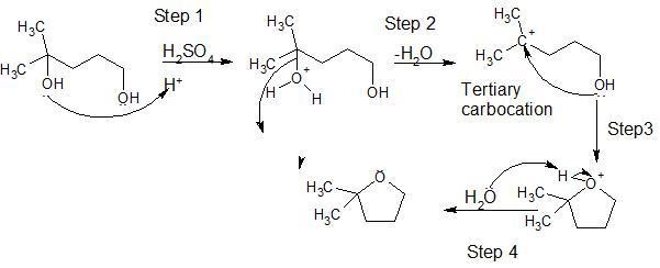 When 2-methyl-2,5-pentanediol is treated with sulfuric acid, dehydration occurs and-example-1