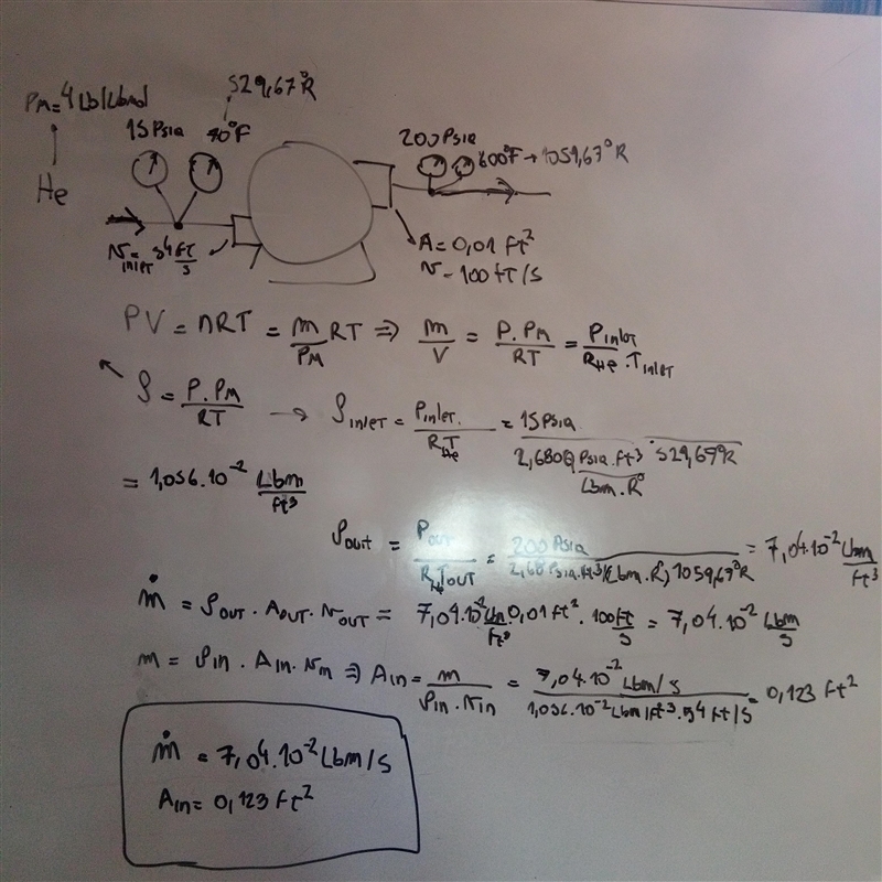 A steady-flow compressor is used to compress helium from 15 psia and 70°F at the inlet-example-1