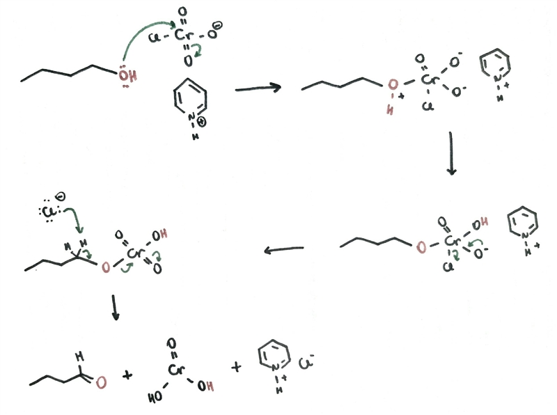 Alcohols can be oxidized by chromic acid derivatives. One such reagent is pyridinium-example-1