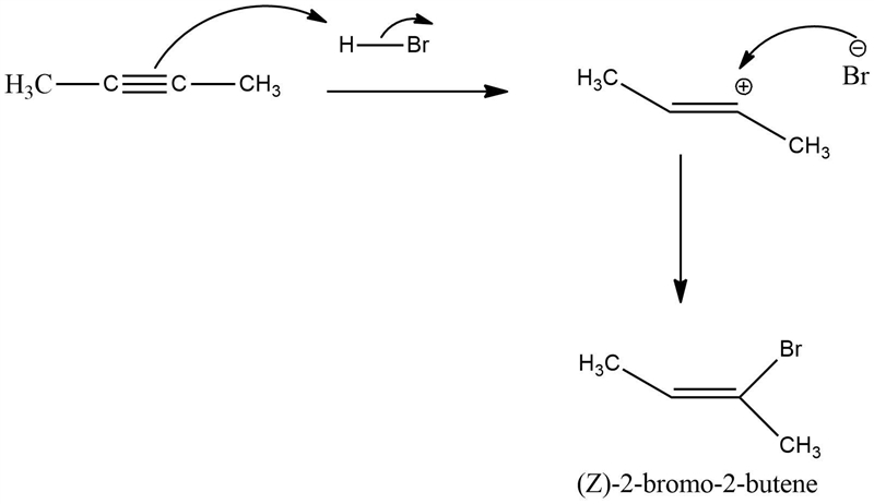 Give the structure of the product you would expect from the reaction (if any) of 2-butyne-example-1