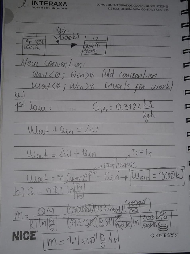 Argon is contained in a piston-cylinder arrangement at a temperature of 100°C and-example-1