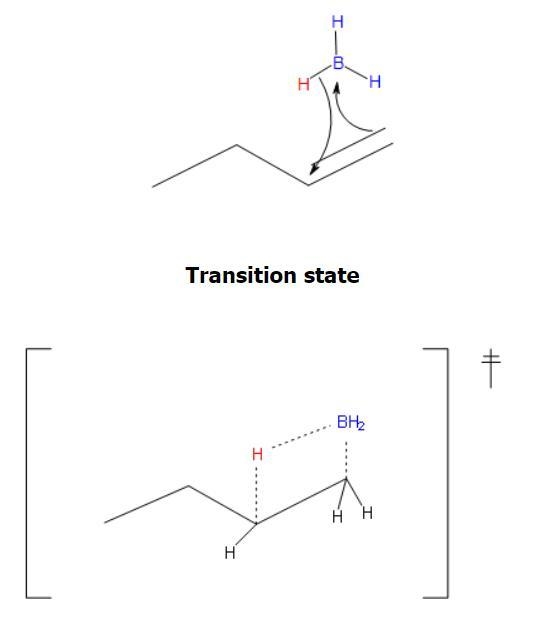 Alkenes can be hydrated via the addition of borane to yield alcohols with non-Markovnikov-example-1