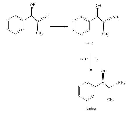 How might a reductive amination be used to synthesize Phenylpropanolamine, an amino-example-1